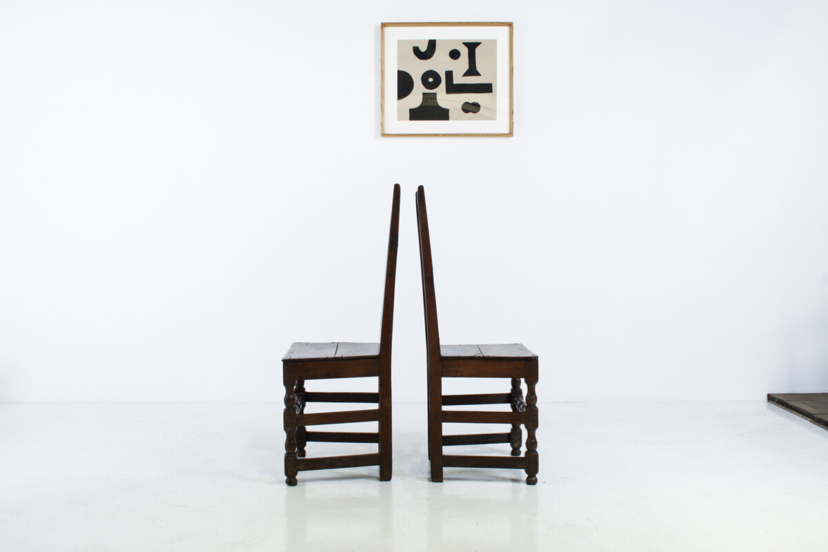 A Pair of Estate Made English Oak George I Hall Chairs, Early 18th Century - Image 2