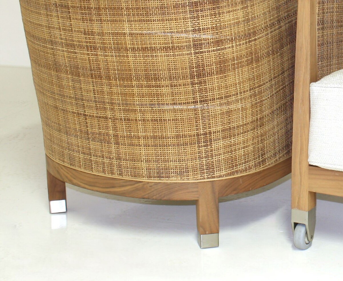 A pair of 'Mozart' Woven Rattan Italian Lounge Armchairs By Flexform - Image 14