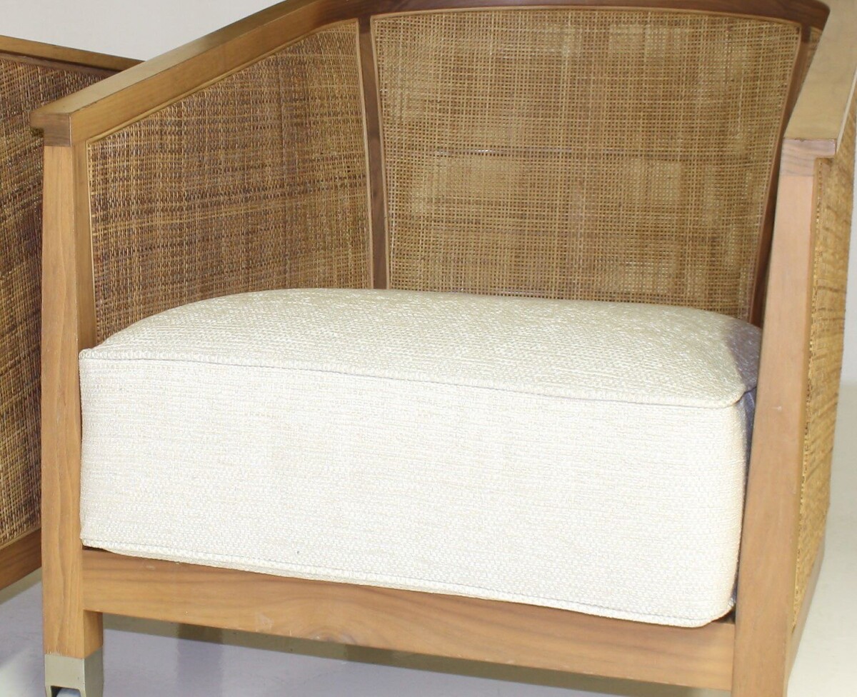 A pair of 'Mozart' Woven Rattan Italian Lounge Armchairs By Flexform - Image 13