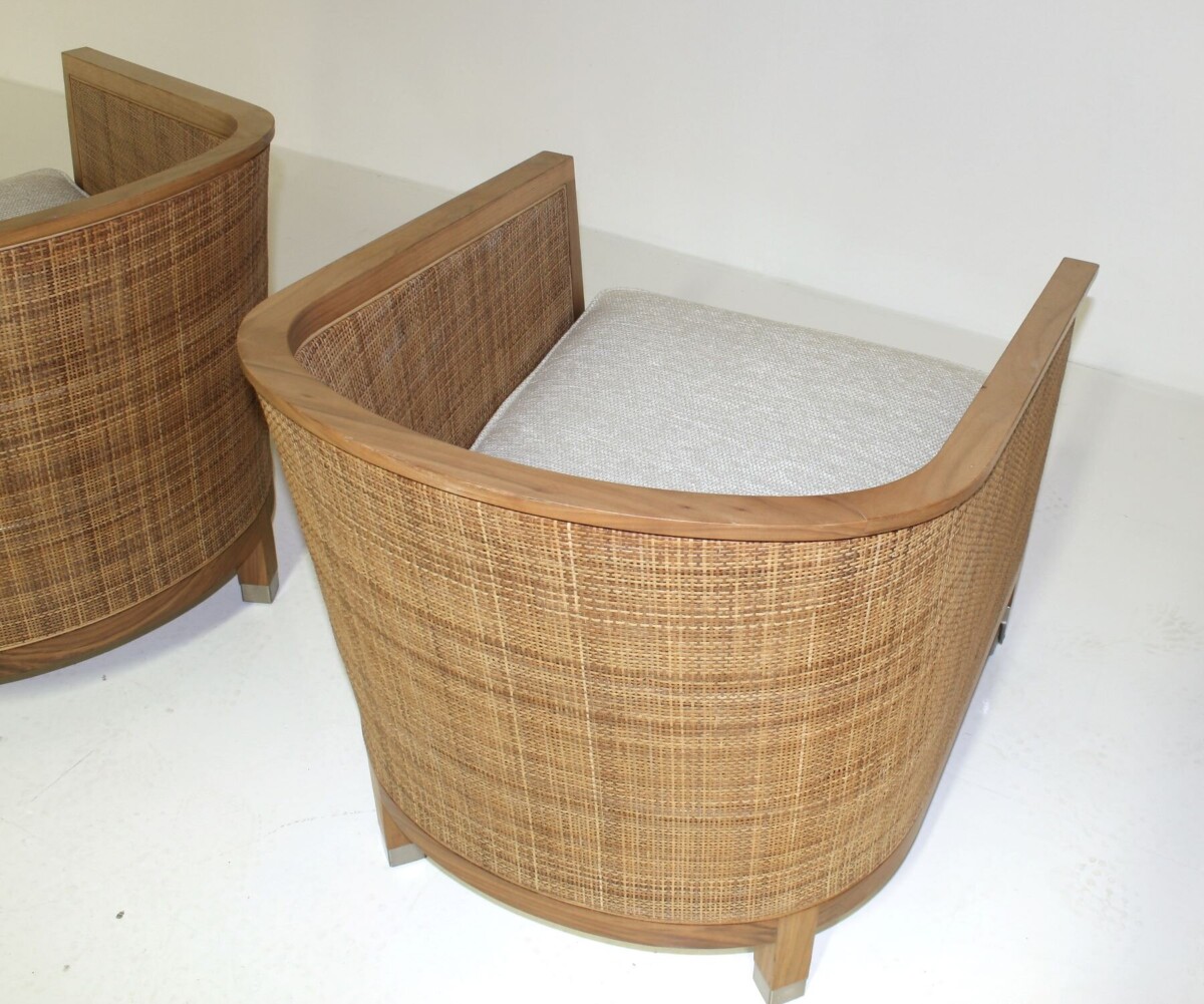 A pair of 'Mozart' Woven Rattan Italian Lounge Armchairs By Flexform - Image 8