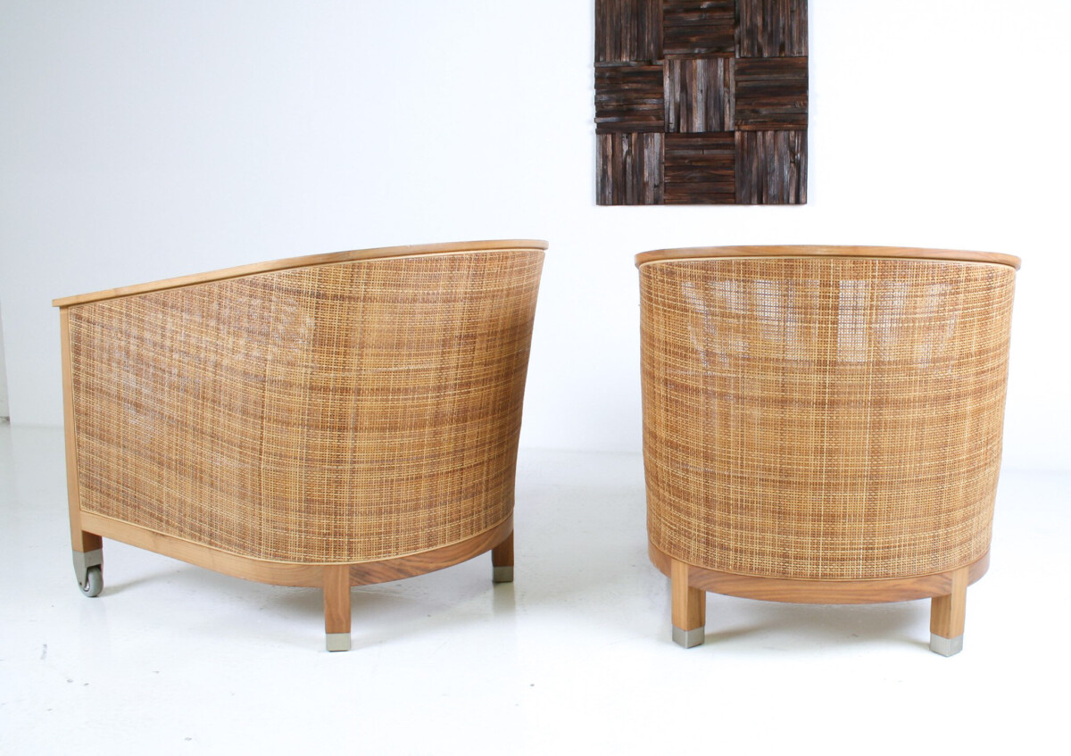 A pair of 'Mozart' Woven Rattan Italian Lounge Armchairs By Flexform - Image 3
