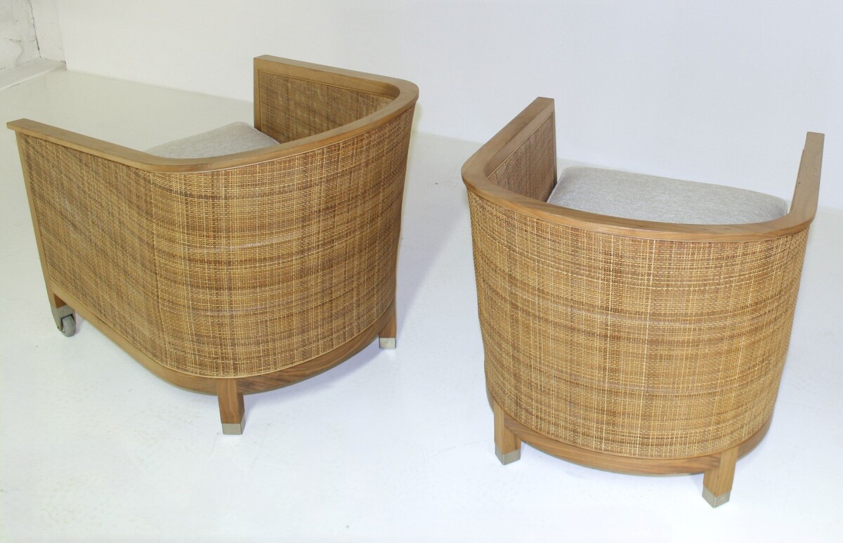 A pair of 'Mozart' Woven Rattan Italian Lounge Armchairs By Flexform - Image 18