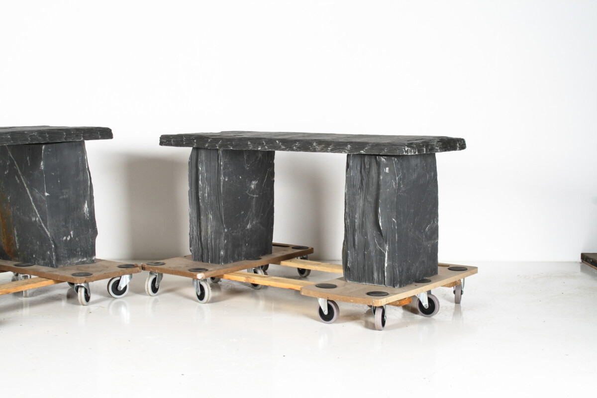 A Pair of Natural Wabi Sabi Stone Garden Bench Seats - Riven Welsh Slate - Image 13