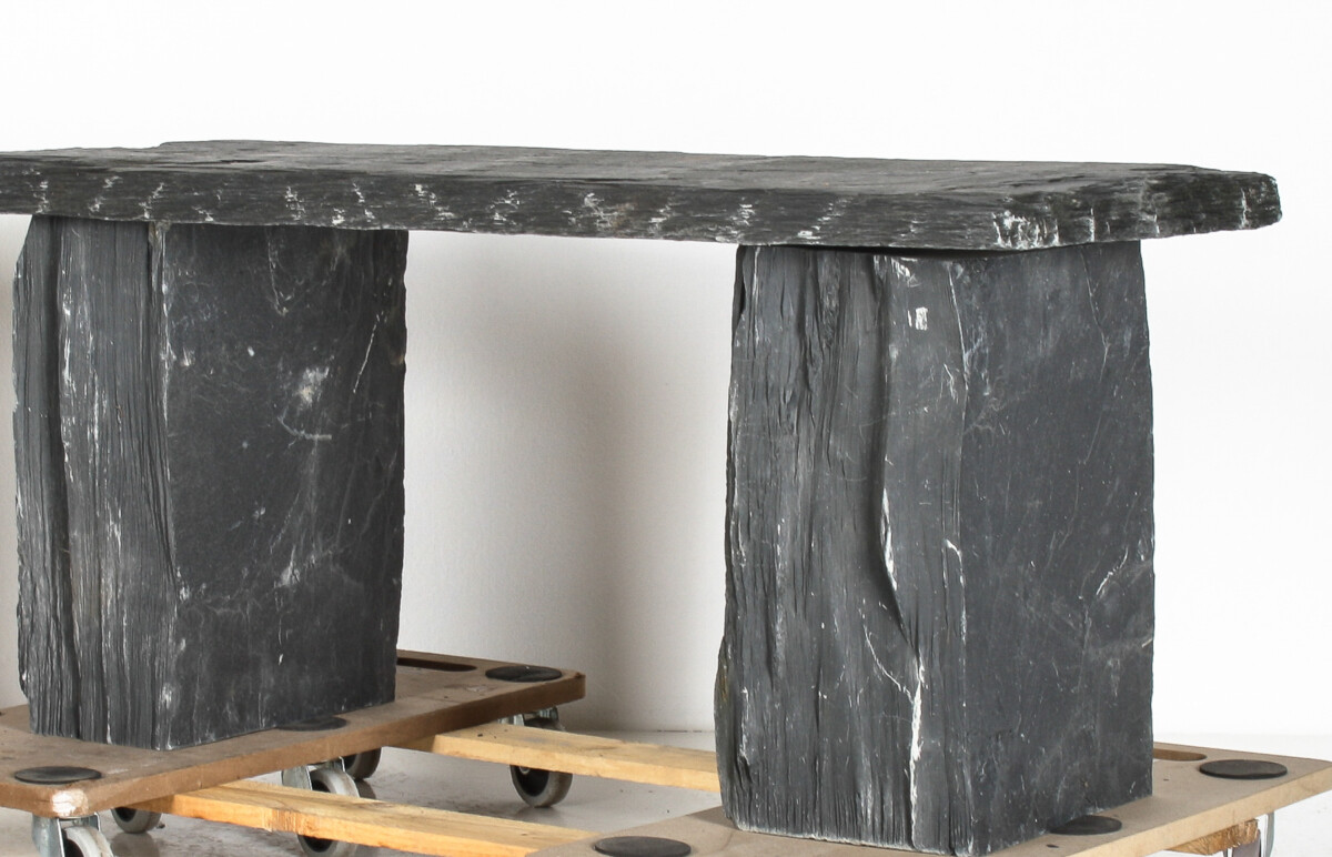 A Pair of Natural Wabi Sabi Stone Garden Bench Seats - Riven Welsh Slate - Image 12