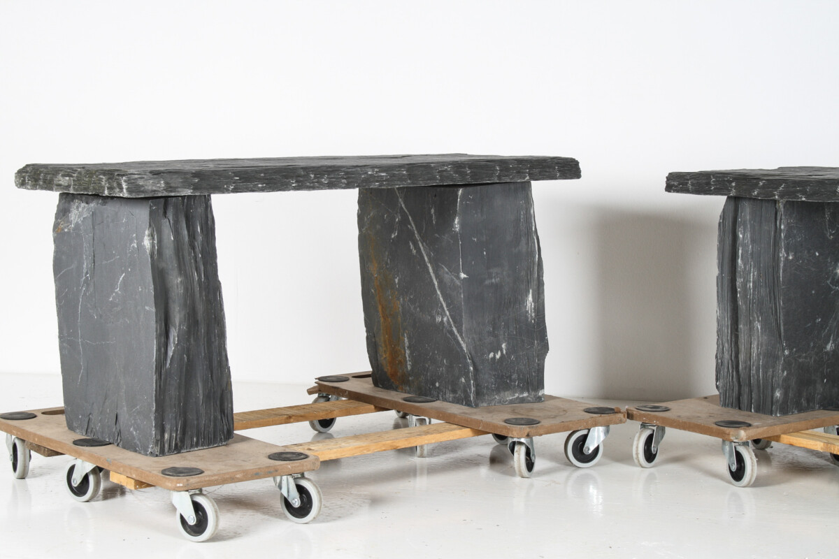 A Pair of Natural Wabi Sabi Stone Garden Bench Seats - Riven Welsh Slate - Image 11