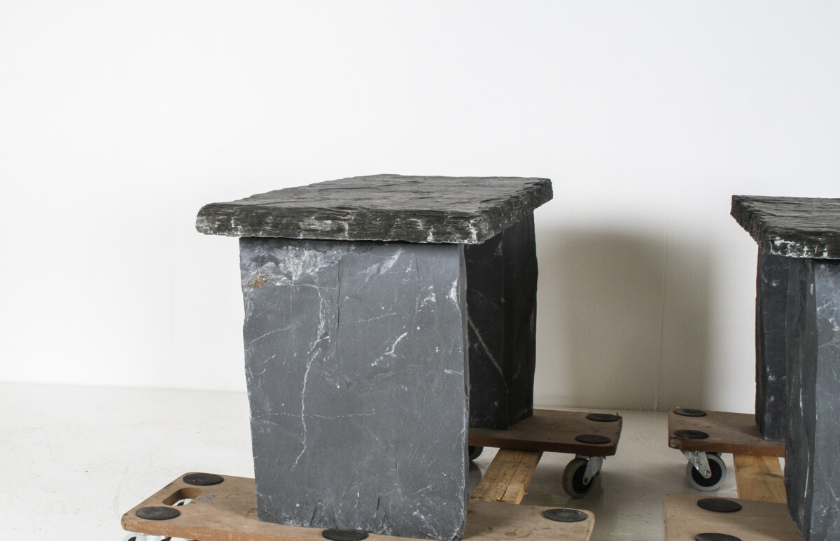 A Pair of Natural Wabi Sabi Stone Garden Bench Seats - Riven Welsh Slate - Image 6