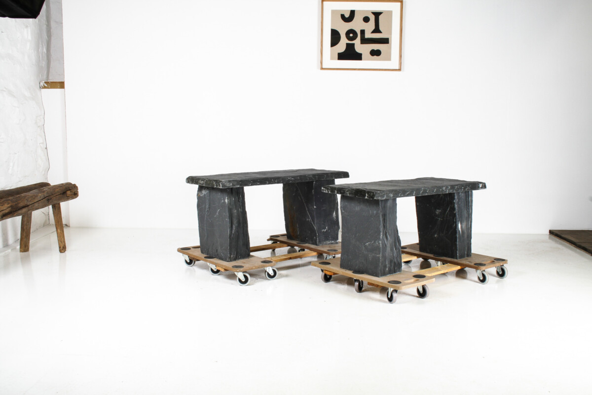 A Pair of Natural Wabi Sabi Stone Garden Bench Seats - Riven Welsh Slate - Image 19