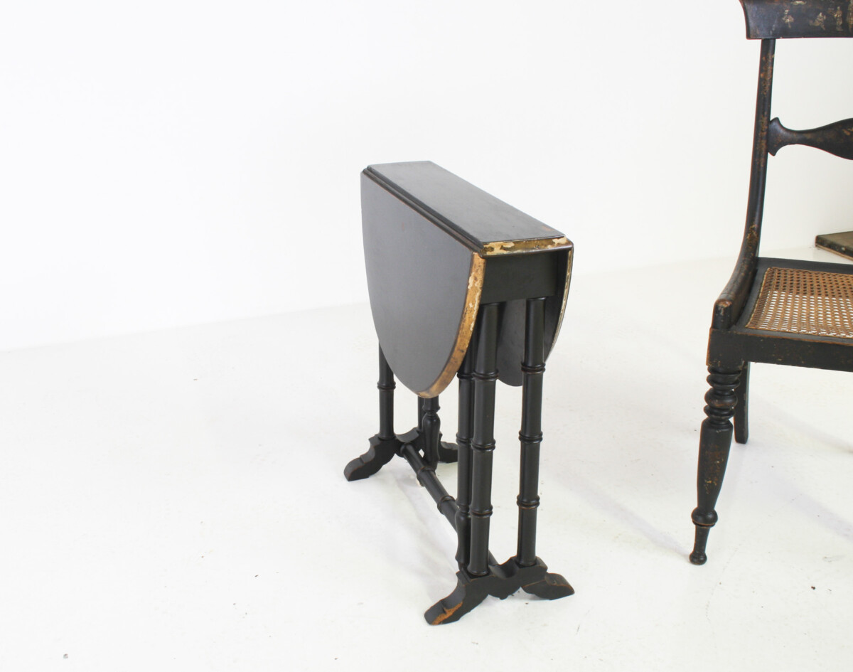 Victorian Ebonised Faux Bamboo Gate Leg Occasional Side Table - Image 12