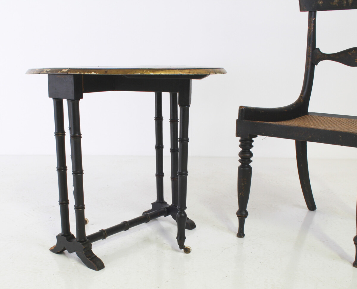 Victorian Ebonised Faux Bamboo Gate Leg Occasional Side Table - Image 6