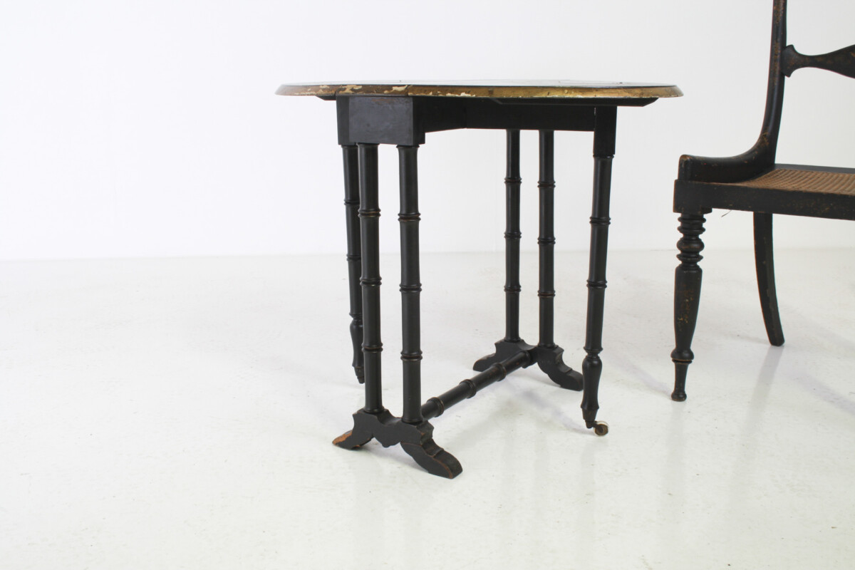 Victorian Ebonised Faux Bamboo Gate Leg Occasional Side Table - Image 5
