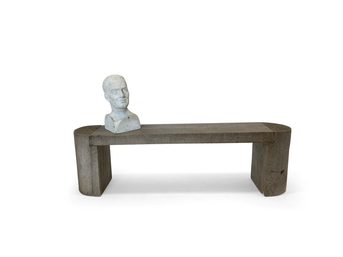 Modernist Polished Stone Concrete Bench Seat with Aged Patina - Image 13