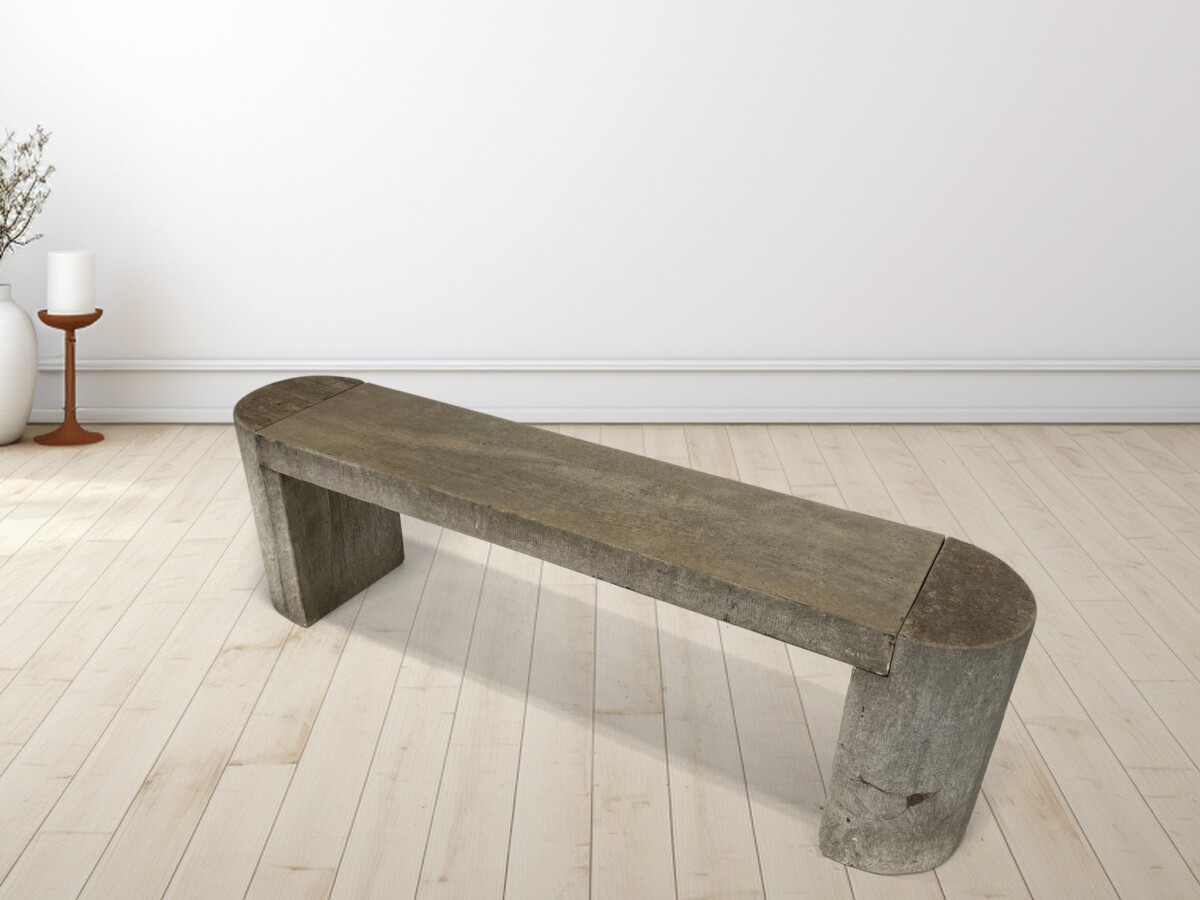 Modernist Polished Stone Concrete Bench Seat with Aged Patina - Image 2
