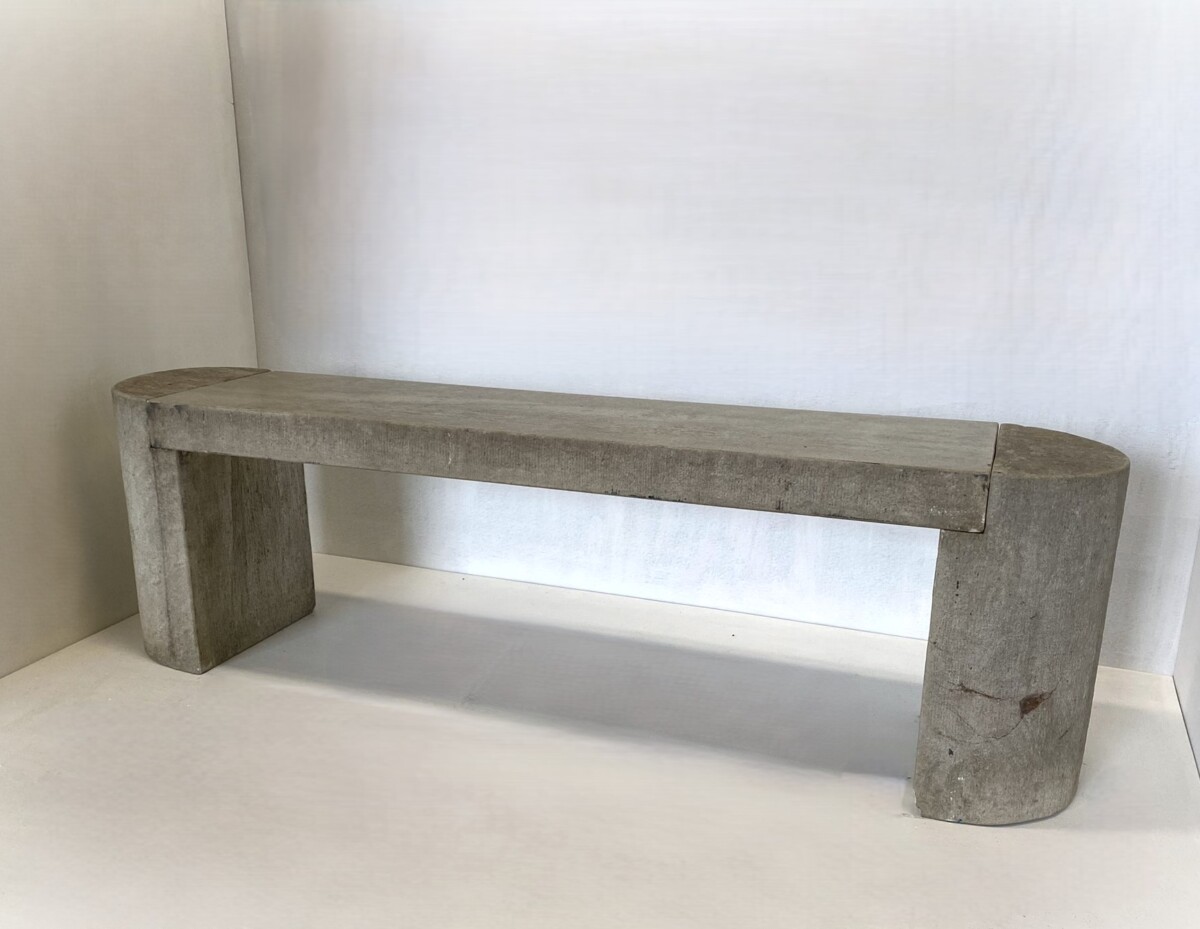 Modernist Polished Stone Concrete Bench Seat with Aged Patina - Image 9