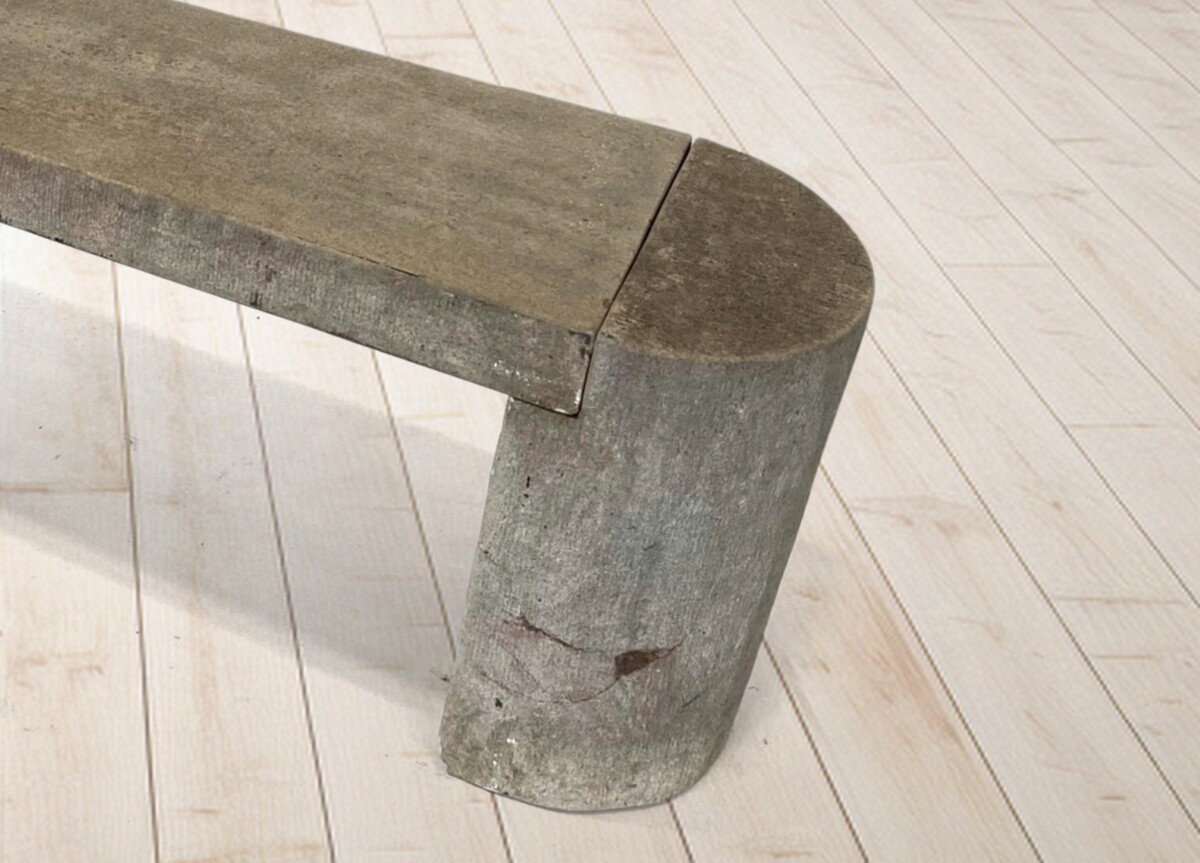 Modernist Polished Stone Concrete Bench Seat with Aged Patina - Image 8