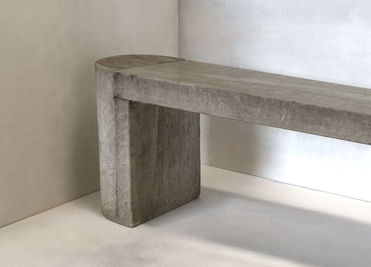 Modernist Polished Stone Concrete Bench Seat with Aged Patina - Image 7