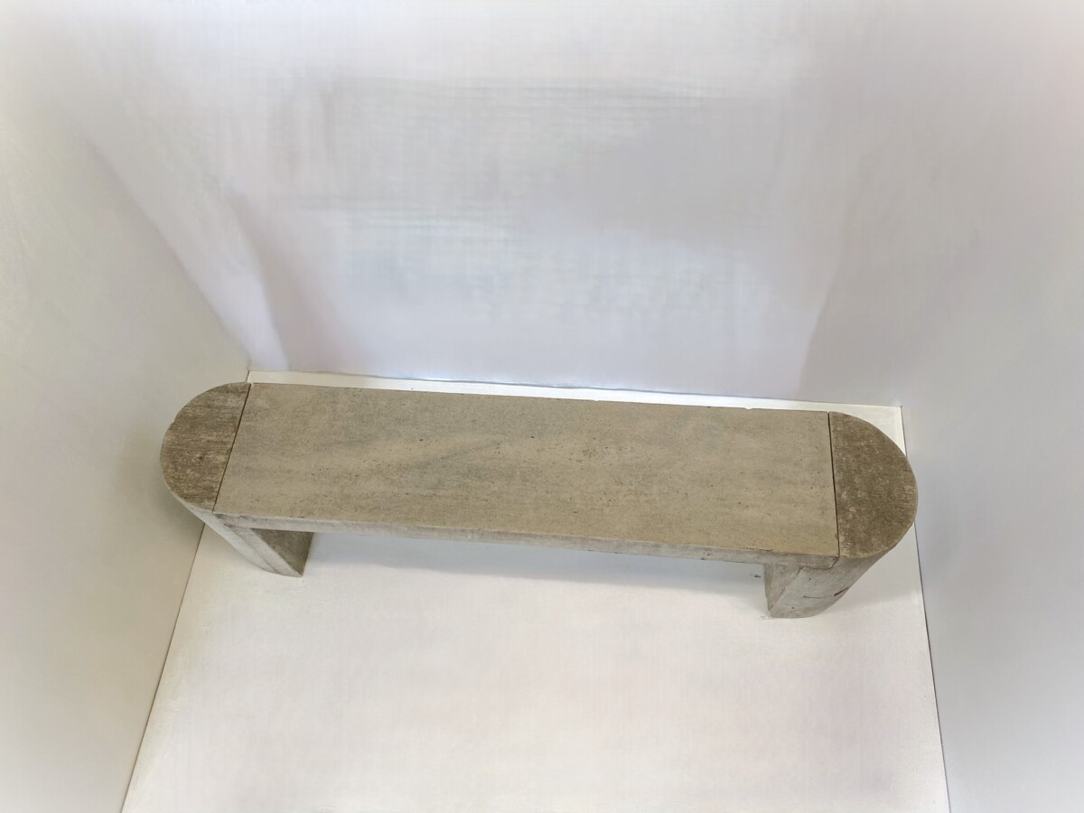 Modernist Polished Stone Concrete Bench Seat with Aged Patina - Image 6