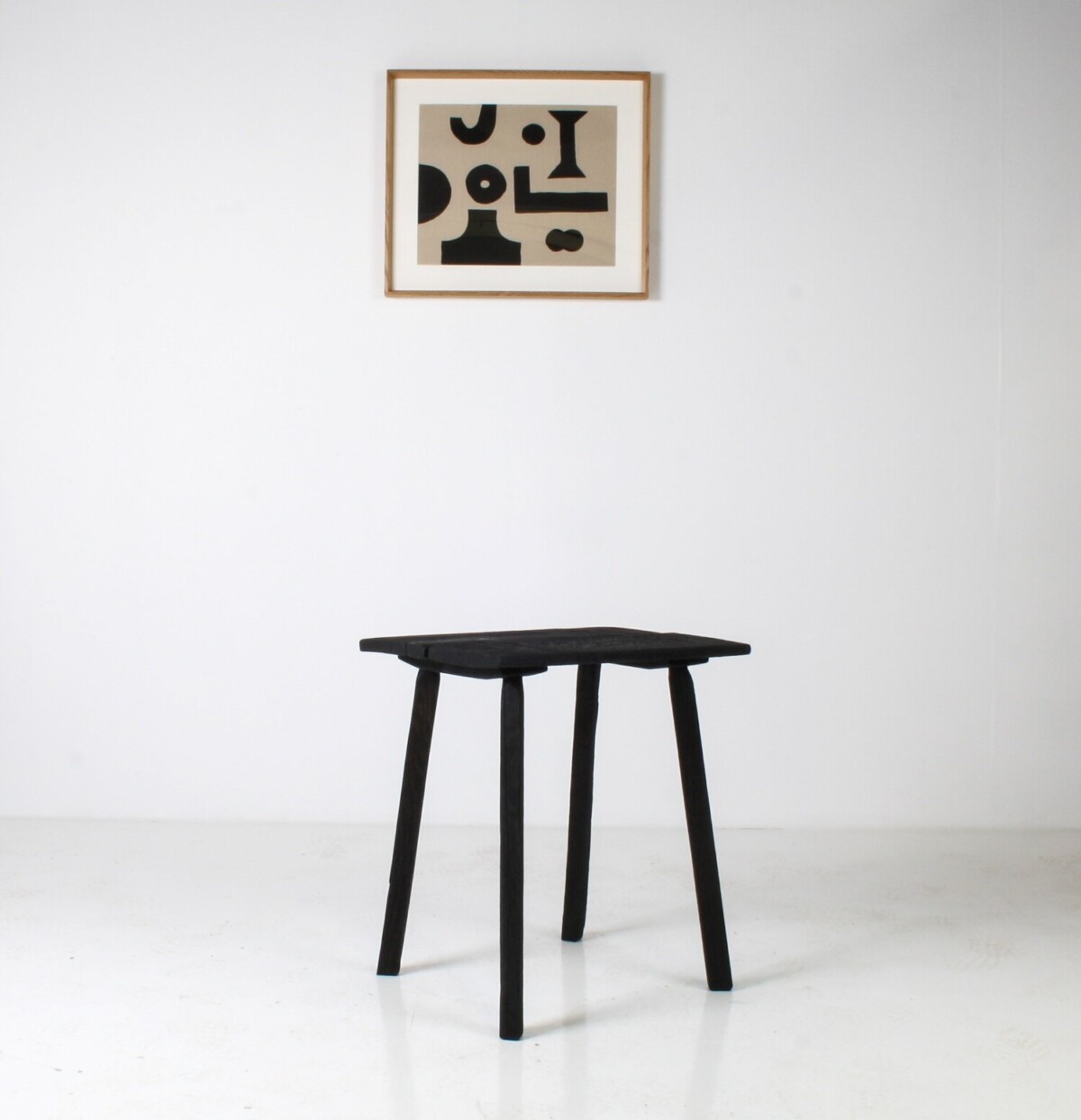 Ebonised Primitive Oak Wabi Sabi Occasional Side Table with Shou Sugi Ban Finish - Image 3