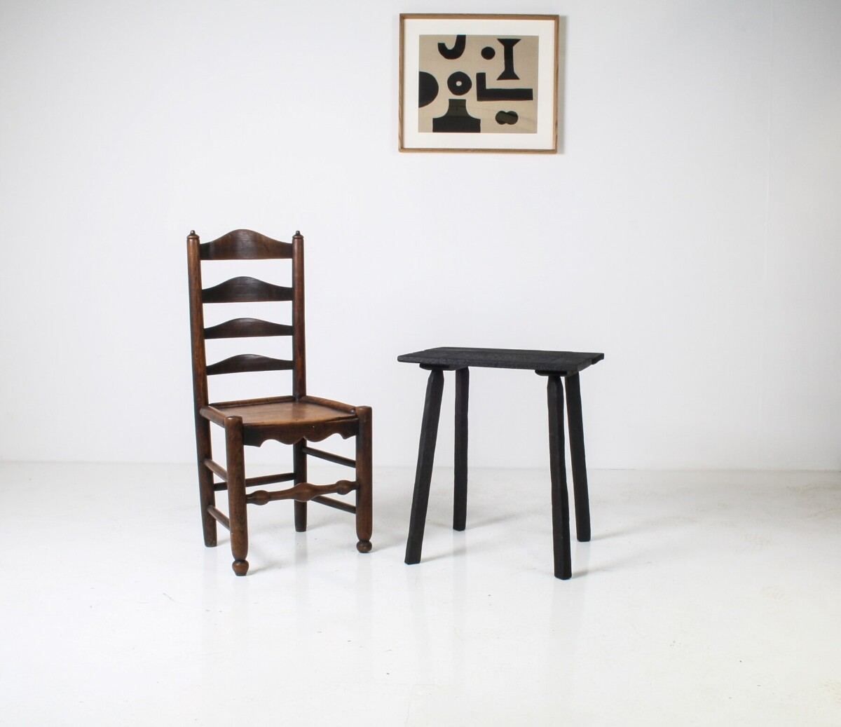 Ebonised Primitive Oak Wabi Sabi Occasional Side Table with Shou Sugi Ban Finish - Image 21