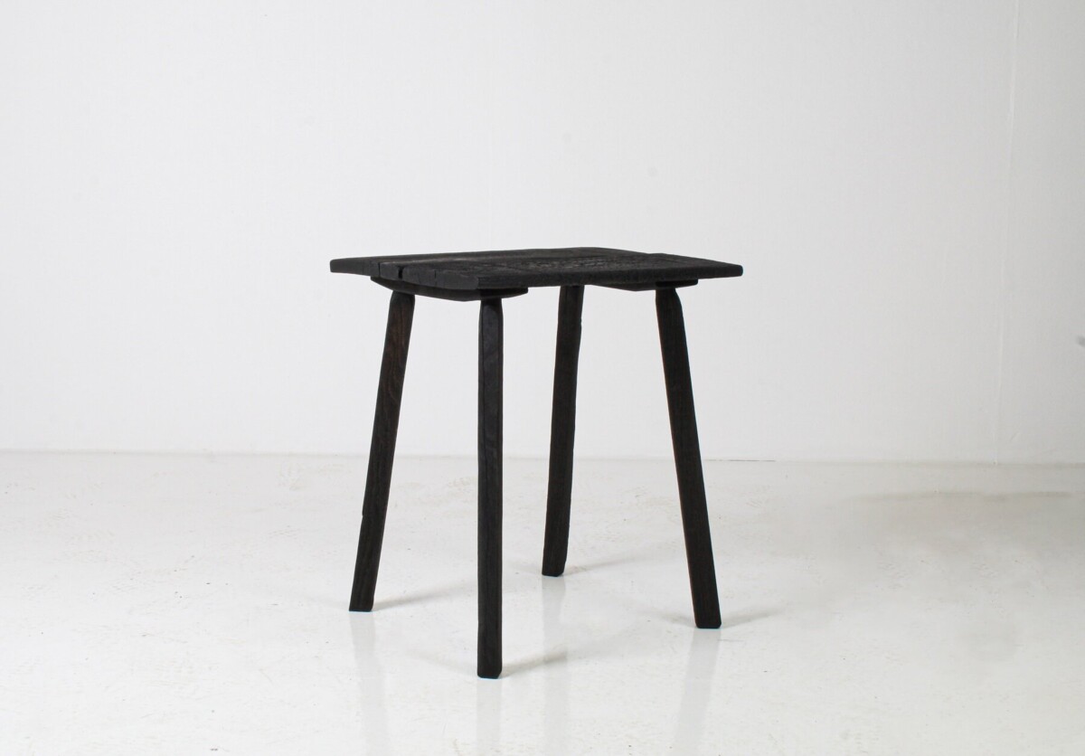 Ebonised Primitive Oak Wabi Sabi Occasional Side Table with Shou Sugi Ban Finish - Image 2