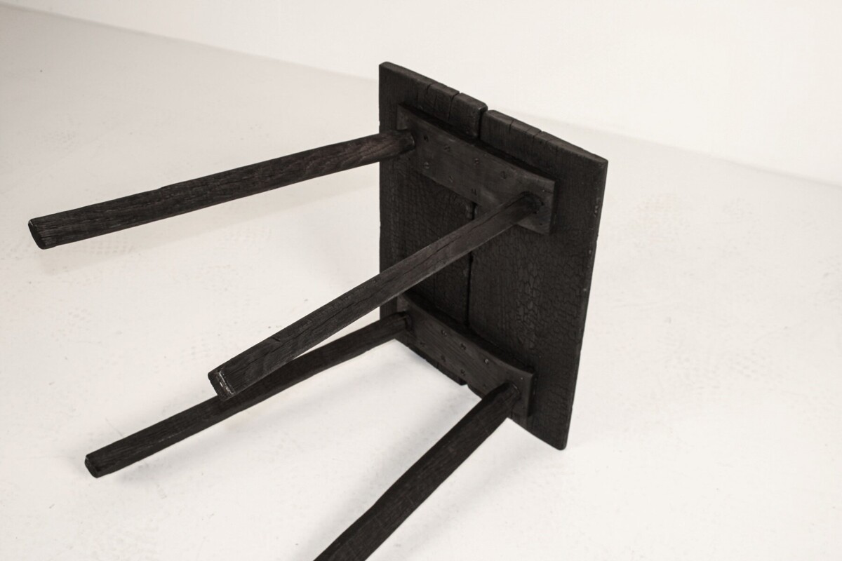 Ebonised Primitive Oak Wabi Sabi Occasional Side Table with Shou Sugi Ban Finish - Image 17