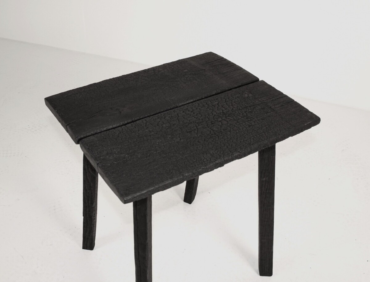 Ebonised Primitive Oak Wabi Sabi Occasional Side Table with Shou Sugi Ban Finish - Image 16