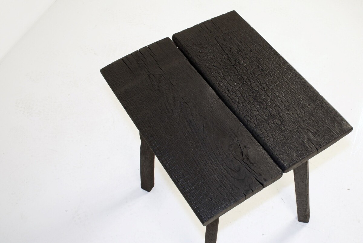 Ebonised Primitive Oak Wabi Sabi Occasional Side Table with Shou Sugi Ban Finish - Image 15
