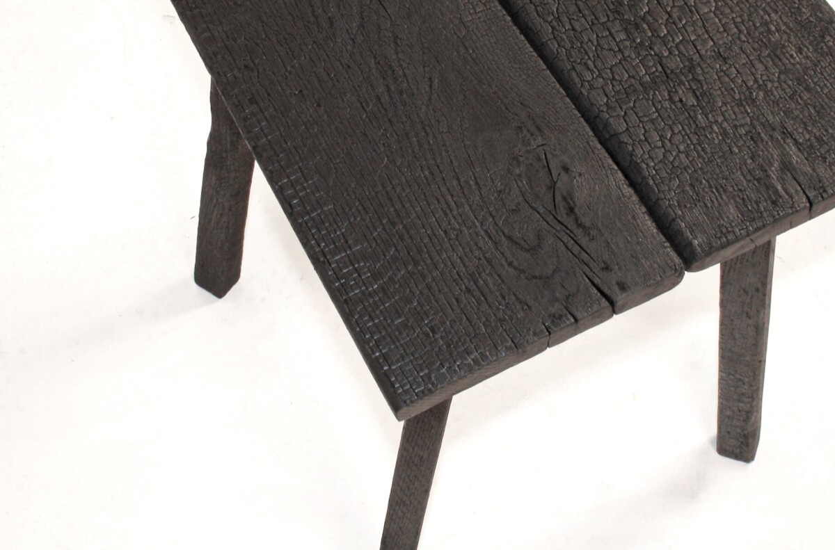 Ebonised Primitive Oak Wabi Sabi Occasional Side Table with Shou Sugi Ban Finish - Image 14