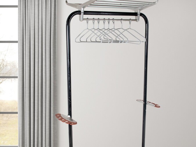 An Original Mid Century Hat and Coat Luggage Rack Hall Stand Clothes Rail by R W Bamforth & Co