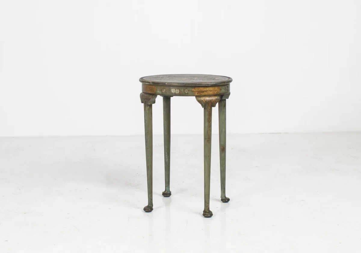 Small Petite Elegant Antique Green and Gilt Chinoiserie Occasional Side Table
