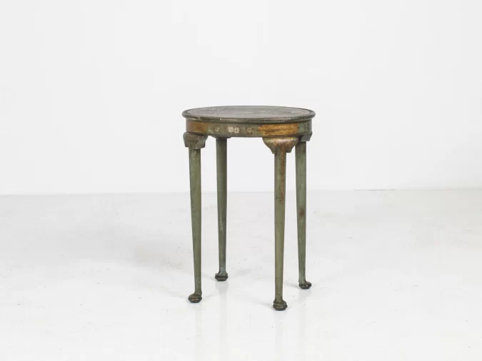 Small Petite Elegant Antique Green and Gilt Chinoiserie Occasional Side Table