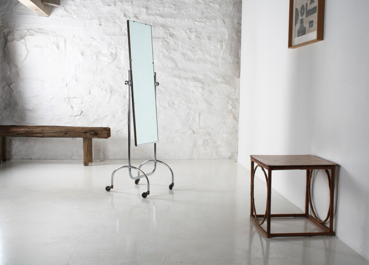 1960s Mid Century Industrial Chrome Floor Standing Cheval Mirror - Image 7