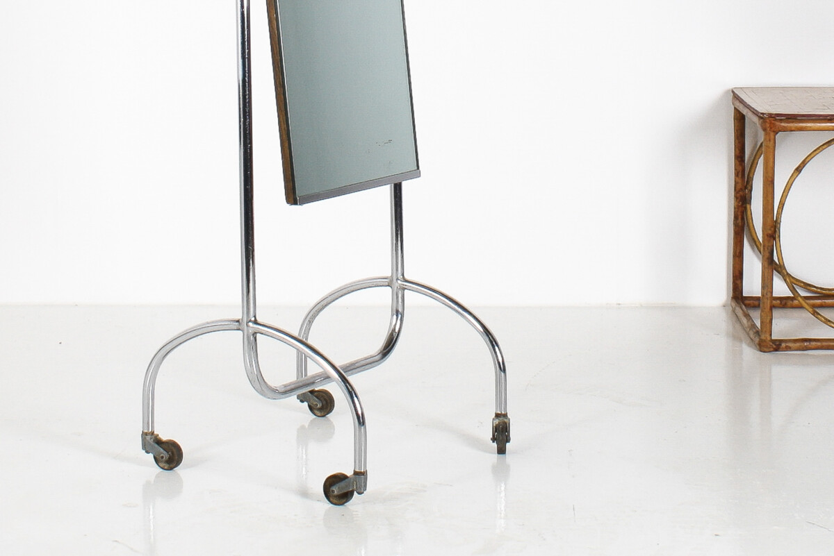 1960s Mid Century Industrial Chrome Floor Standing Cheval Mirror - Image 2