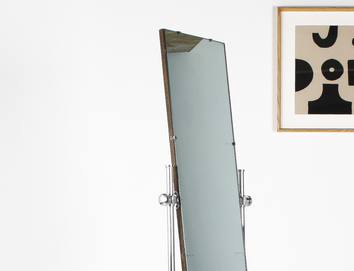 1960s Mid Century Industrial Chrome Floor Standing Cheval Mirror - Image 3