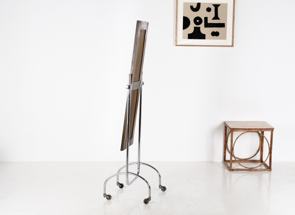 1960s Mid Century Industrial Chrome Floor Standing Cheval Mirror - Image 8