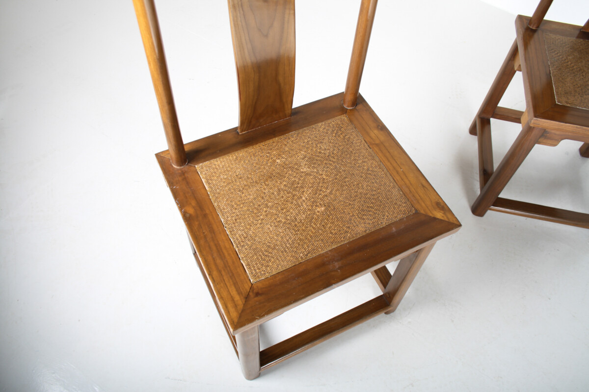 A Pair of Lacquered Chinese Northern Elm Yoke Back 'Officials Hat' Chairs - Image 10