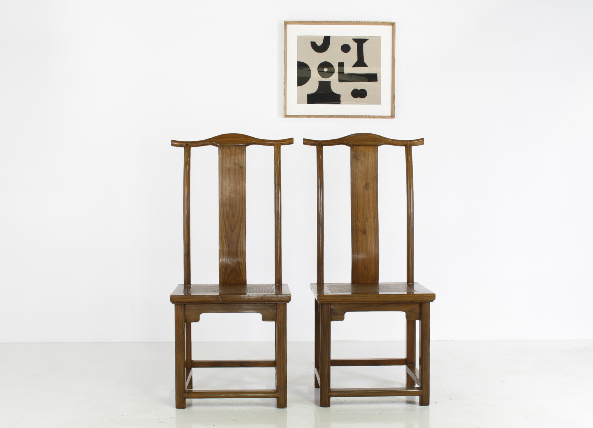 A Pair of Lacquered Chinese Northern Elm Yoke Back 'Officials Hat' Chairs - Image 2