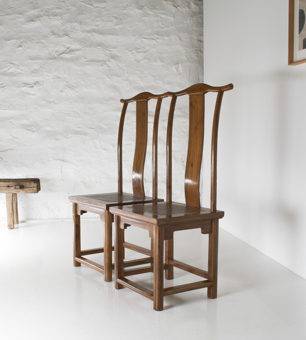 A Pair of Lacquered Chinese Northern Elm Yoke Back 'Officials Hat' Chairs - Image 9