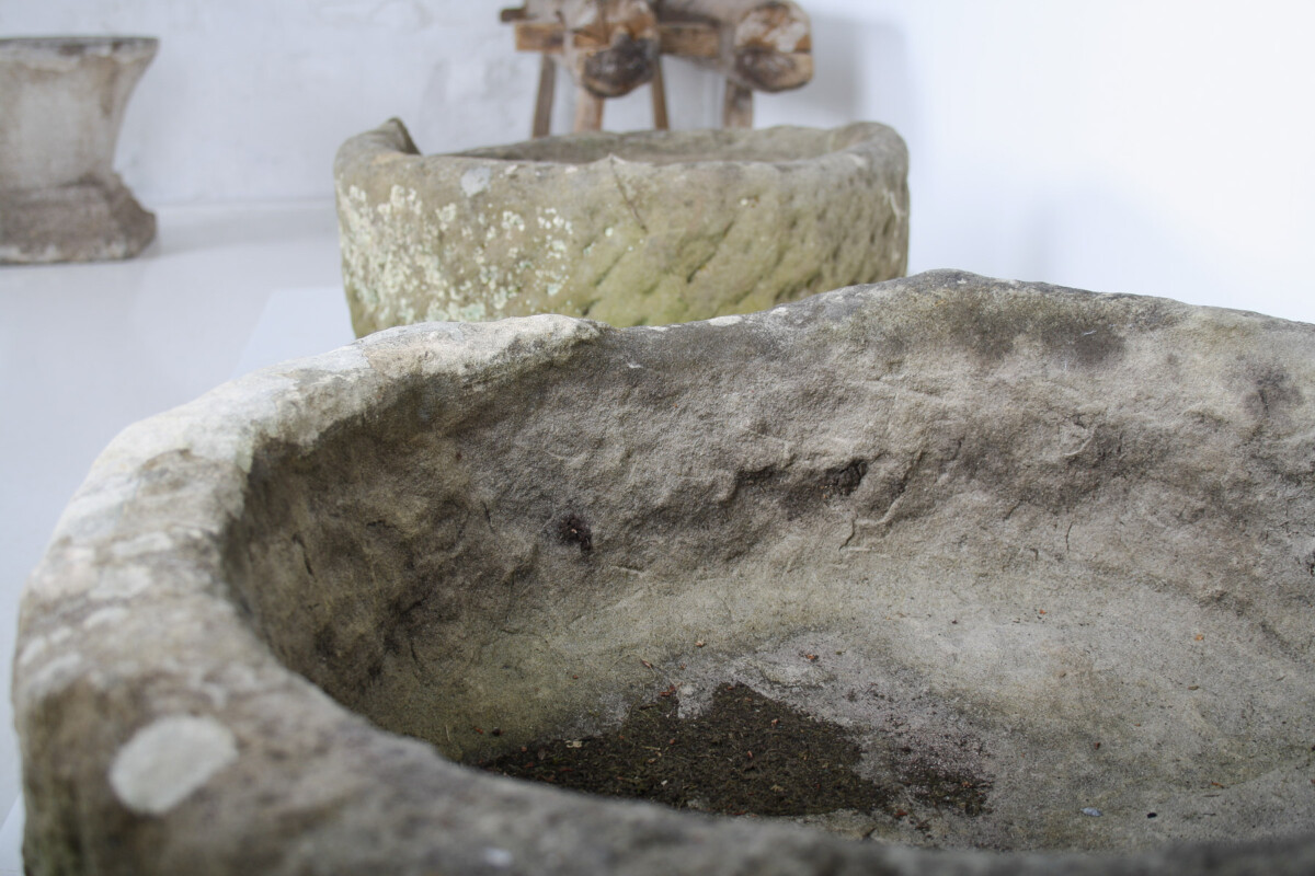 Weathered Pair of 19th Century English Carved Sandstone Garden Planters - Image 11
