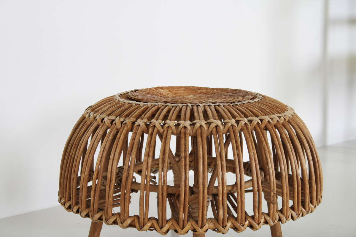 A Pair of Rattan Wicker Ottoman Footstools in the manner of Franco Albini 'Lobster Pot' - Image 15