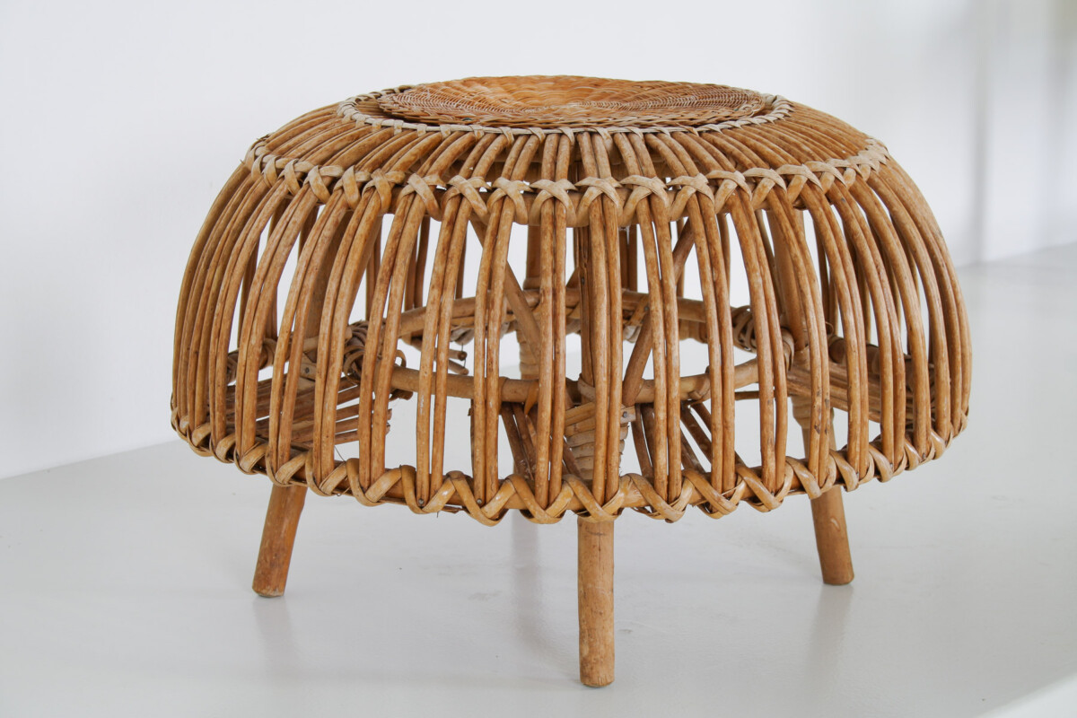 A Pair of Rattan Wicker Ottoman Footstools in the manner of Franco Albini 'Lobster Pot' - Image 14