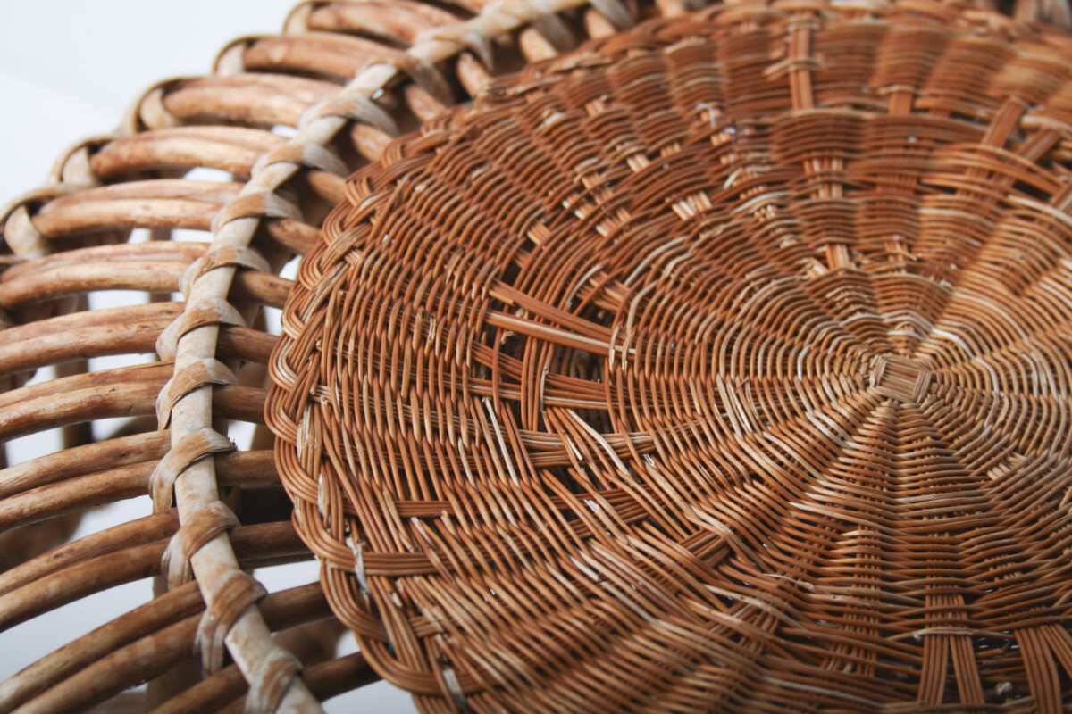 A Pair of Rattan Wicker Ottoman Footstools in the manner of Franco Albini 'Lobster Pot' - Image 12