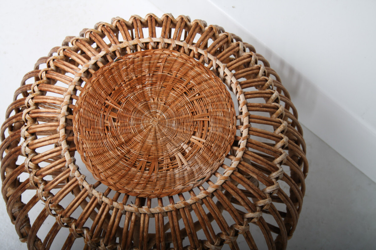 A Pair of Rattan Wicker Ottoman Footstools in the manner of Franco Albini 'Lobster Pot' - Image 10
