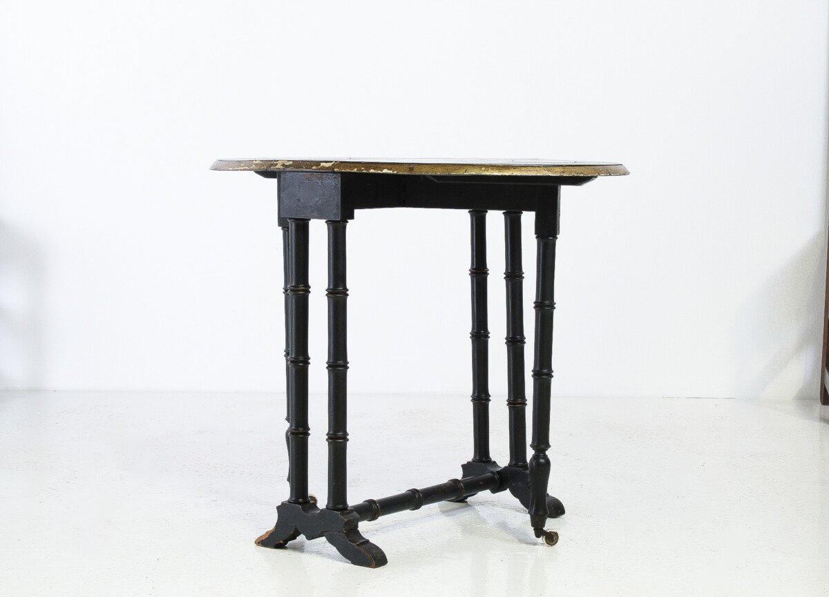 Victorian Ebonised Faux Bamboo Gate Leg Occasional Side Table