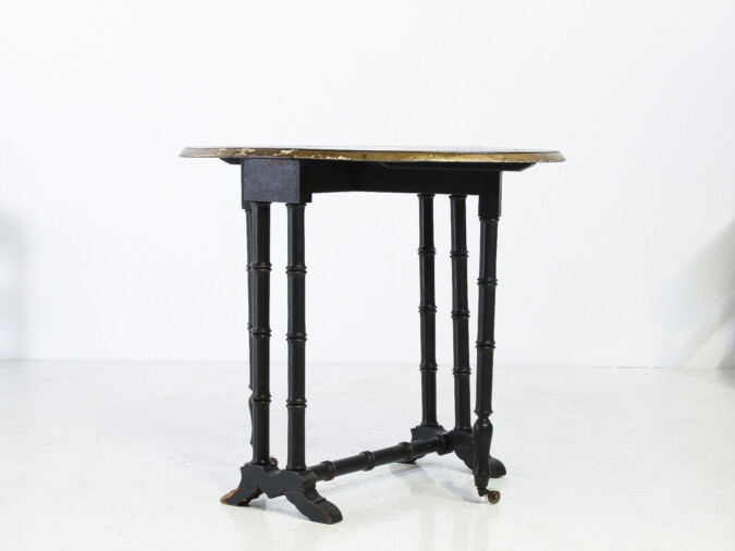 Victorian Ebonised Faux Bamboo Gate Leg Occasional Side Table