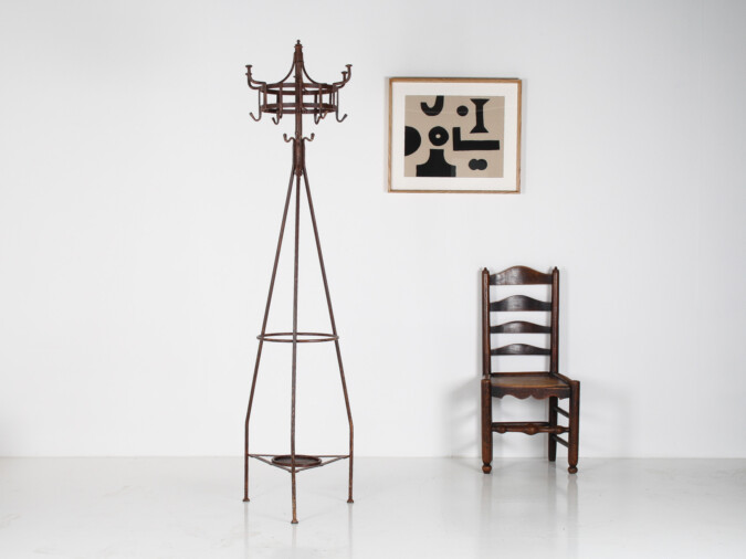 A 19th Century Blacksmith Made Wrought Iron Hat, Coat & Umbrella Stand