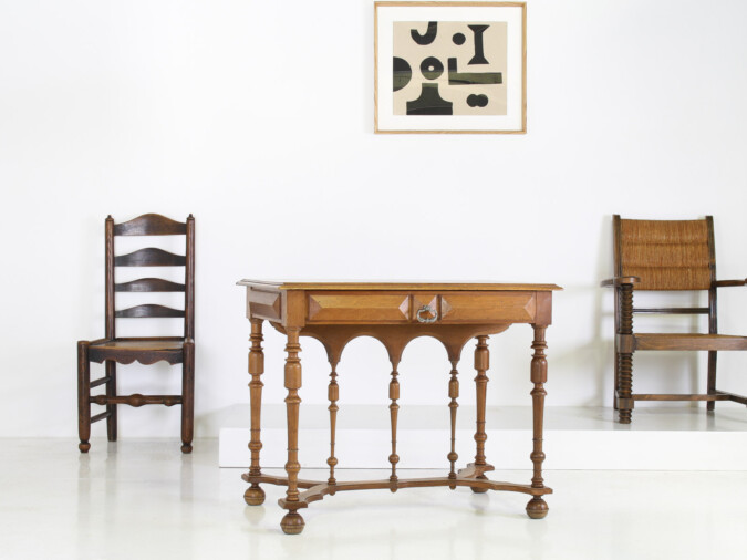 Antique 19th Century French Walnut Writing Desk or Console Table