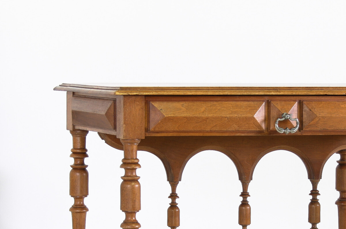 Antique 19th Century French Walnut Writing Desk or Console Table - Image 4