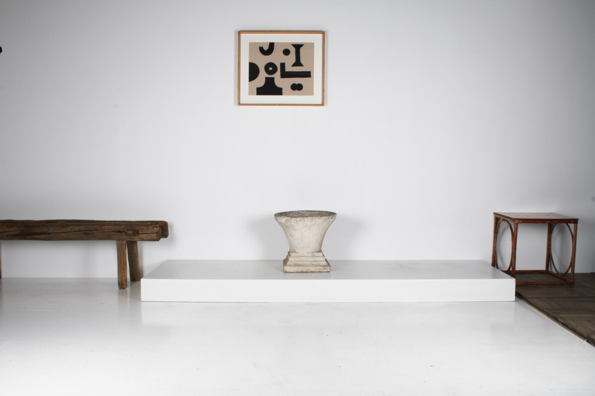 Mid Century Concrete Garden House Planter with Weathered Patina in the manner of Willy Guhl - Image 7