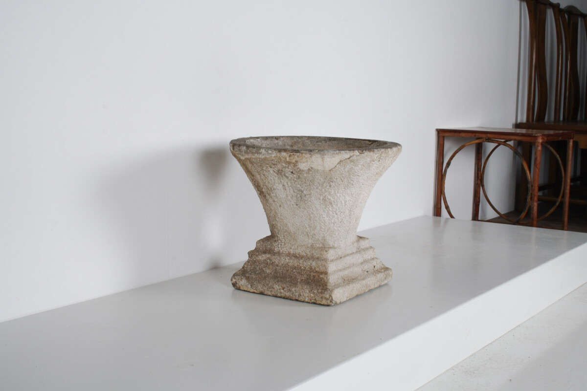 Mid Century Concrete Garden House Planter with Weathered Patina in the manner of Willy Guhl - Image 6