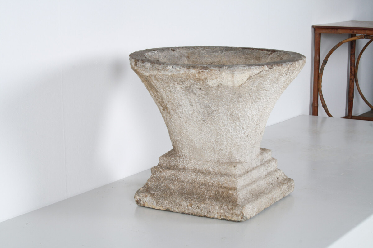 Mid Century Concrete Garden House Planter with Weathered Patina in the manner of Willy Guhl - Image 3